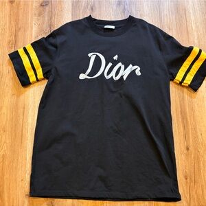 Dior Black Tee with Yellow Accents
